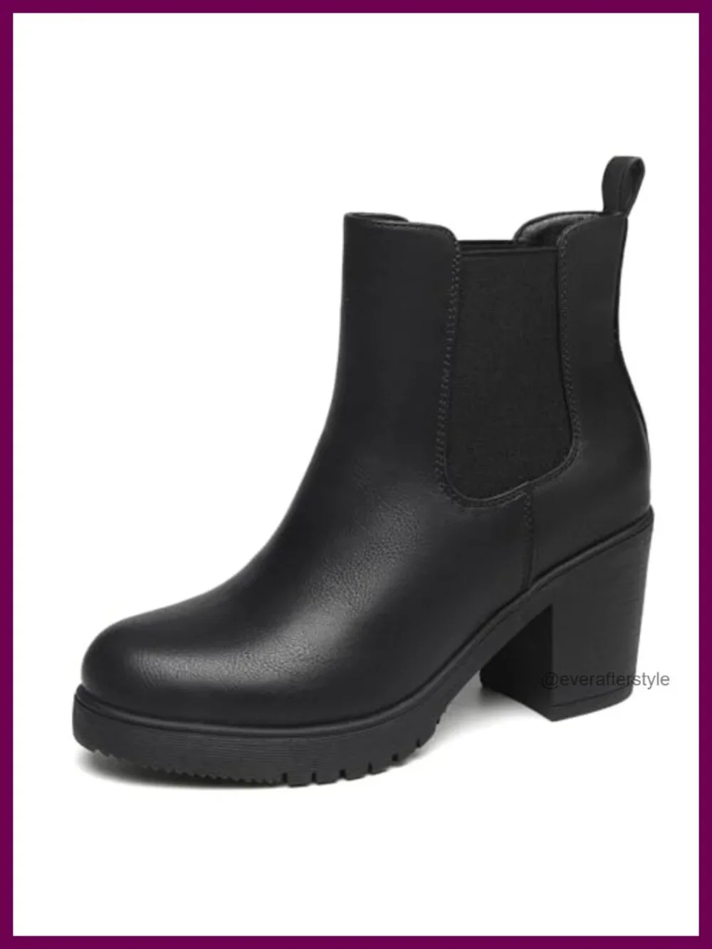 Vegan Leather Low Heel Chunky Ankle Boots Women Chelsea Bootie